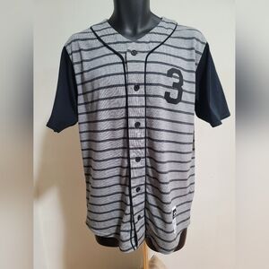 Adidas Striped Gray and Black Baseball Jersey